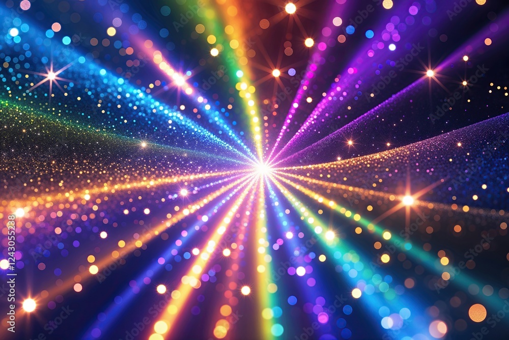 Fototapeta premium Vibrant Gradient Canvas Texture with Sparkling Kaleidoscopic Illumination Effects