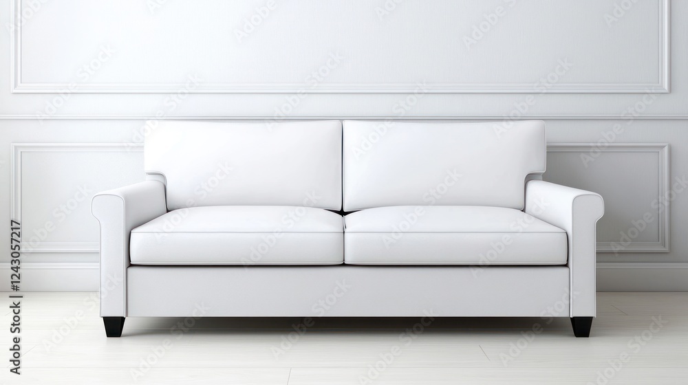 White Sofa in Minimalist Living Room Setting White Sofa in Minimalist Living Room Setting