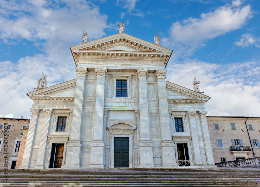 Obraz premium Urbino Cathedral (Italian: Duomo di Urbino, Cattedrale Metropolitana di Santa Maria Assunta) is a Catholic cathedral in the city of Urbino, dedicated to the Assumption of the Blessed Virgin Mary.