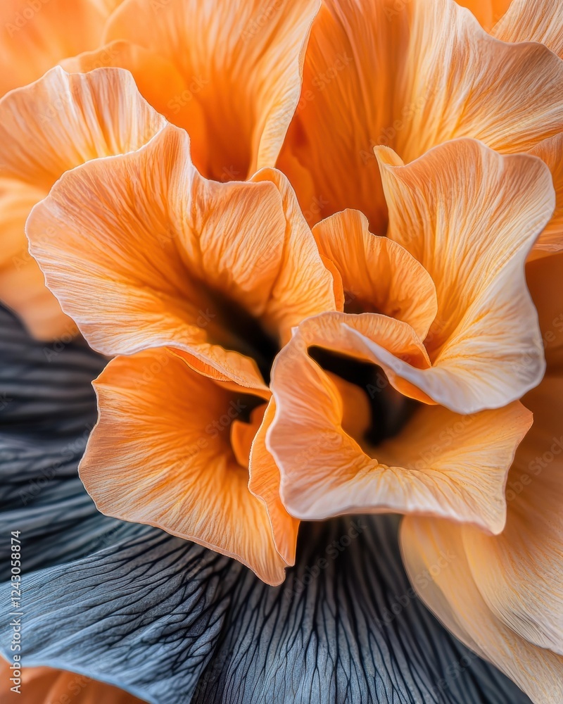A Stunning Close Up of a Flower with Striking Orange and Black Petals in Macro View A Stunning Close Up of a Flower with Striking Orange and Black Petals in Macro View