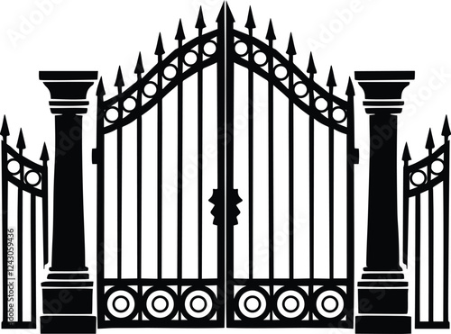 Wrought iron gate, fence - Gate silhouette