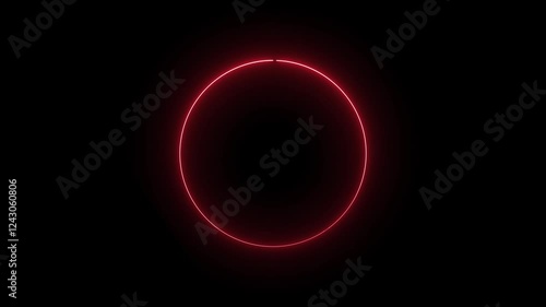 Glowing neon line circle shape, double red neon animated line, Stylish neon circle frame, neon circle shape icon transparent background