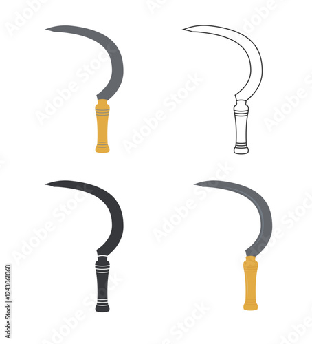Sickle Farm Tool Icons set