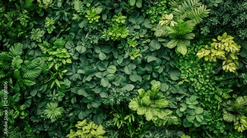 A healthy perennial garden with vibrant green plants, leaving open space for adding graphics or promotional text.