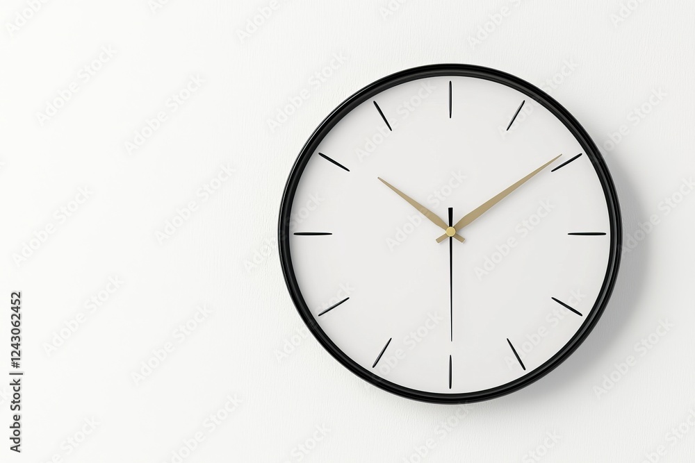 This minimalist wall clock, with its white face and gold accents, offers a stunning modern design suitable for enhancing home or office decor This minimalist wall clock, with its white face and gold accents, offers a stunning modern design suitable for enhancing home or office decor