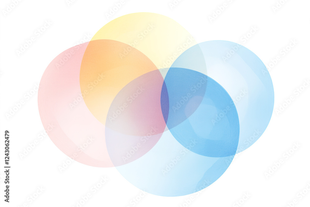 Overlapping colored circles creating a vibrant blend of hues in an abstract design Overlapping colored circles creating a vibrant blend of hues in an abstract design