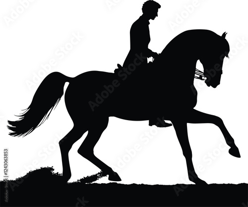 Horse rider silhouette, Dressage Silhouette - Equestrian Silhouette, Horse and Rider