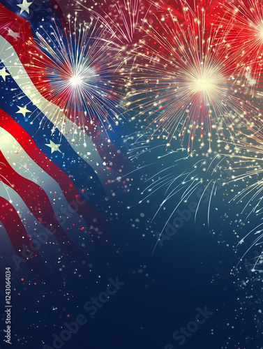 Wallpaper Mural Fireworks and American flag background for celebration Torontodigital.ca