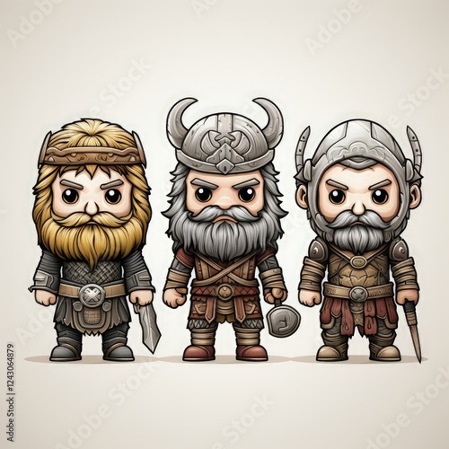 Viking Gods Depicted in an Ancient Outline Vector Art Style photo