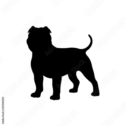 Pit bull dog silhouette vector flat illustration design on white background.