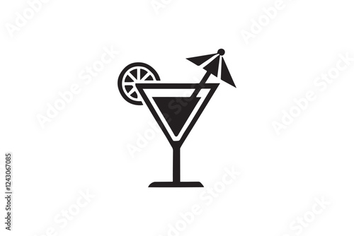 Cocktail vector silhouette isolated in white background