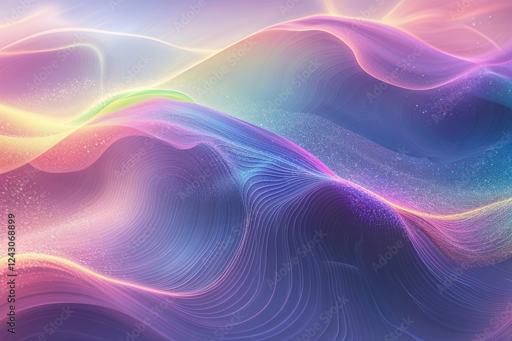 Obraz premium Ethereal Gradient Wave Texture Art with Colorful Digital Noise Effect