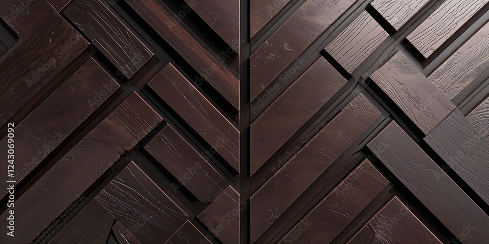 Close-up of Dark Wooden Herringbone Pattern with Intricate Interlocking Planks, High-Resolution Image of Elegant Textured Wood for Interior Design, Architecture, and Rustic Themes Close-up of Dark Wooden Herringbone Pattern with Intricate Interlocking Planks, High-Resolution Image of Elegant Textured Wood for Interior Design, Architecture, and Rustic Themes