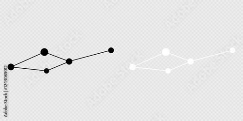 Leo Minor constellation map set. Vector illustration.