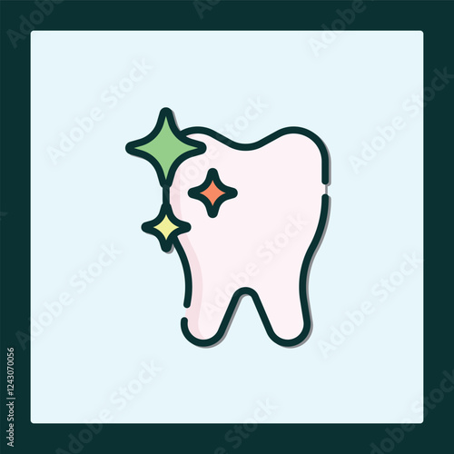 Shiny Clean Tooth Icon: Dental Hygiene Symbol