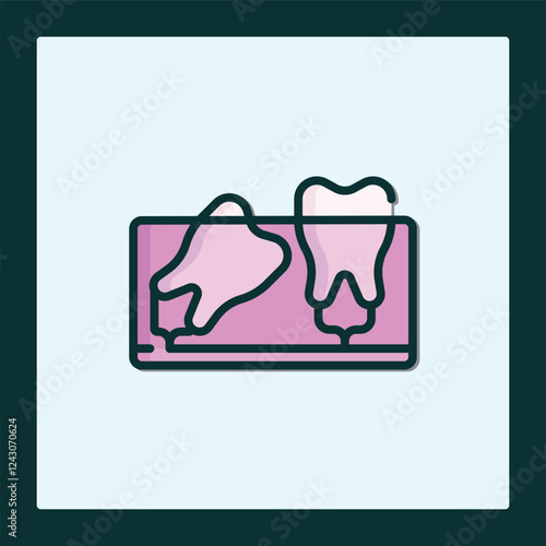 Stylized Wisdom Tooth X-Ray Icon Illustration