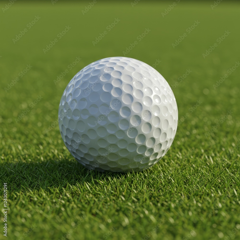 A Single Golf Ball Resting on a Lush Green Putting Green Ready for a Perfect Putt