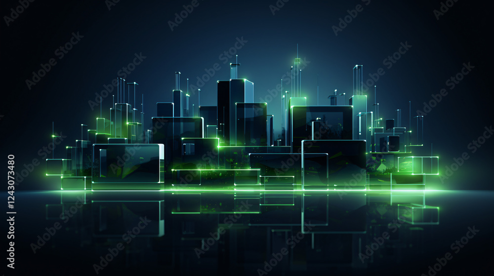 Abstract minimalistic house design with green and blue shapes, perfect for background presentations and displays.
Abstract minimalistic house design with green and blue shapes, perfect for background presentations and displays.