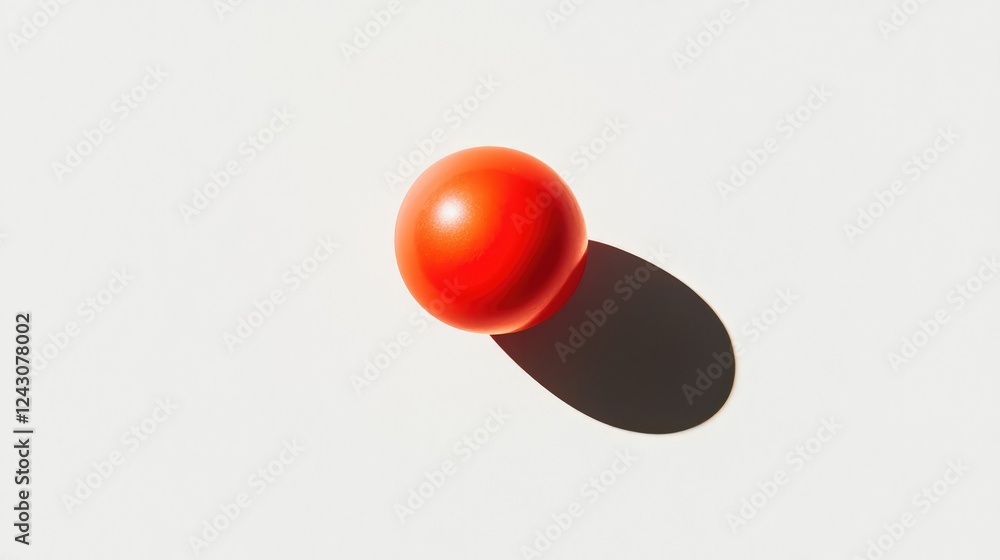 A vibrant red rubber ball casting a soft shadow on a clean white background, simple and visually striking. A vibrant red rubber ball casting a soft shadow on a clean white background, simple and visually striking.