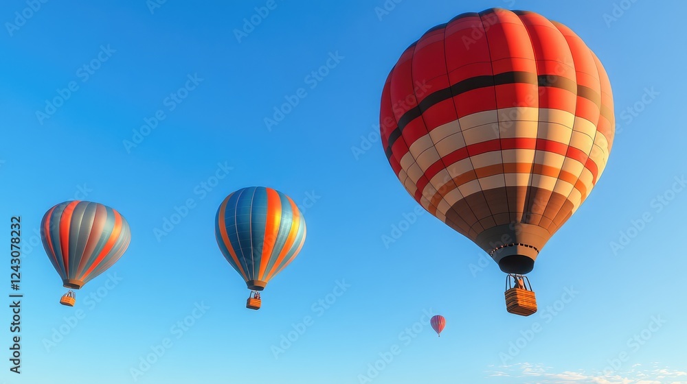 A wave of festival balloons soaring into a clear blue sky, dynamic and uplifting with plenty of copy space. A wave of festival balloons soaring into a clear blue sky, dynamic and uplifting with plenty of copy space.