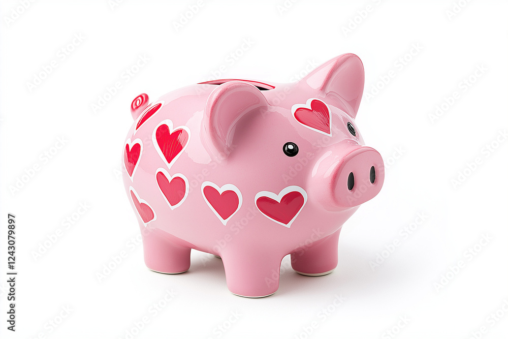 a piggy bank filled with tiny hearts, love and finance theme, photorealistic, soft red and pink, isolated on white background a piggy bank filled with tiny hearts, love and finance theme, photorealistic, soft red and pink, isolated on white background