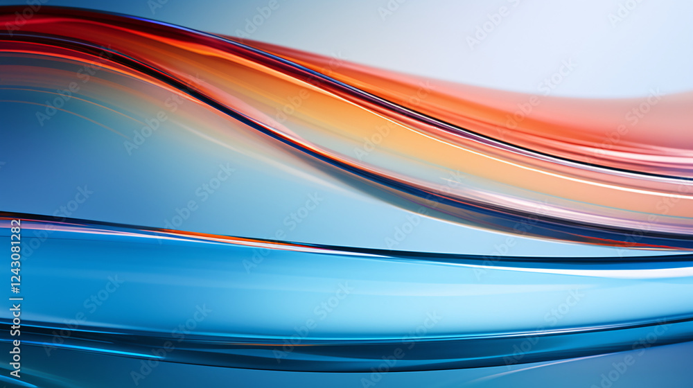 Close-up of curved glass with colorful lines on a light blue futuristic background, ideal for banners.
Close-up of curved glass with colorful lines on a light blue futuristic background, ideal for banners.