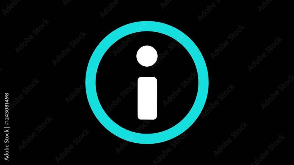 Abstract help desk i circle shape icon animation on black background. 4k motion graphic animation. Abstract help desk i circle shape icon animation on black background. 4k motion graphic animation.