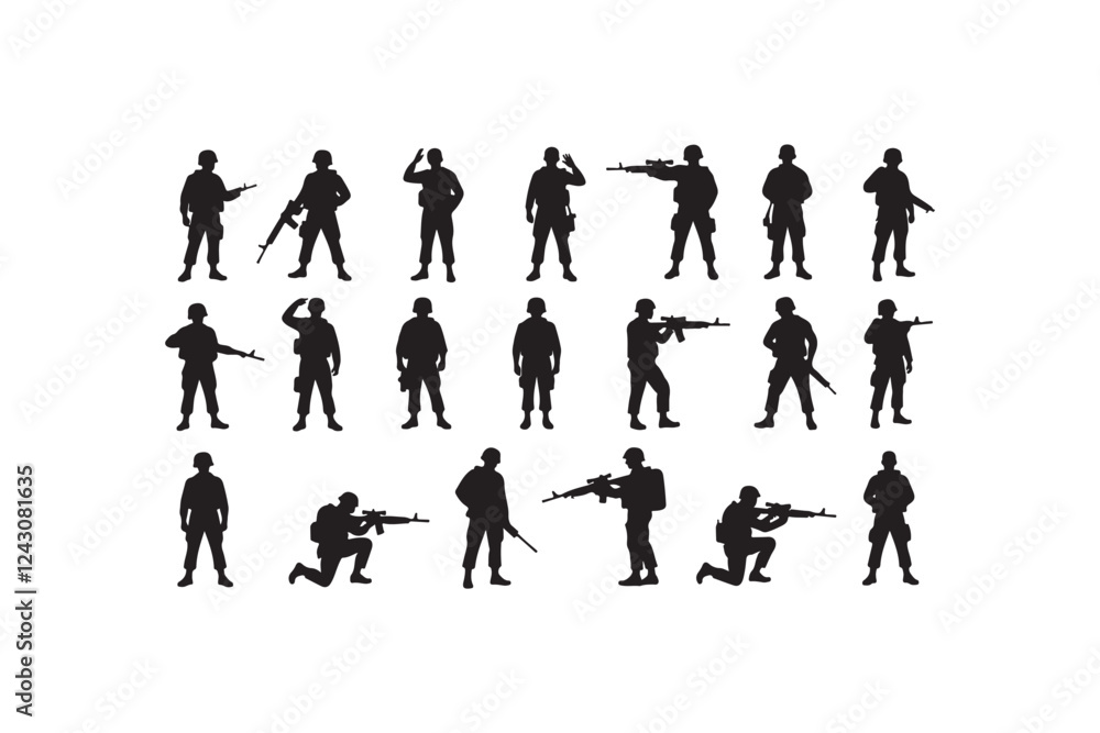 Naklejka premium Salute Army Silhouette Bundle