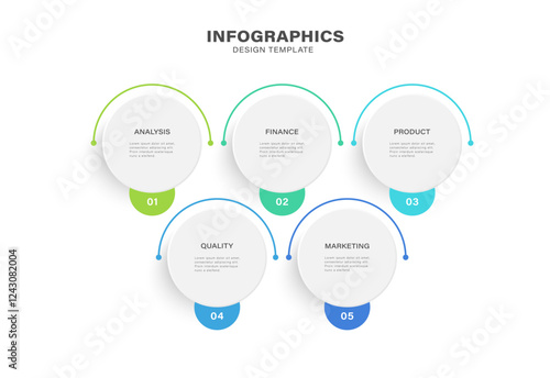 Timeline infographic template. 5 Step timeline journey. Business concept with 5 options.