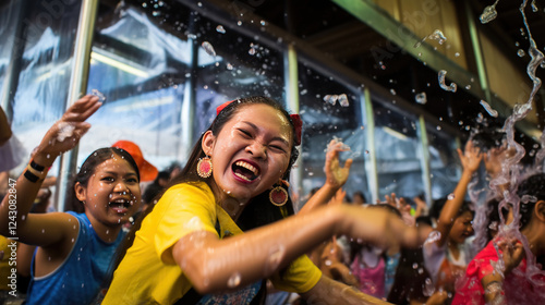 people getting wet on songkran festival thailand