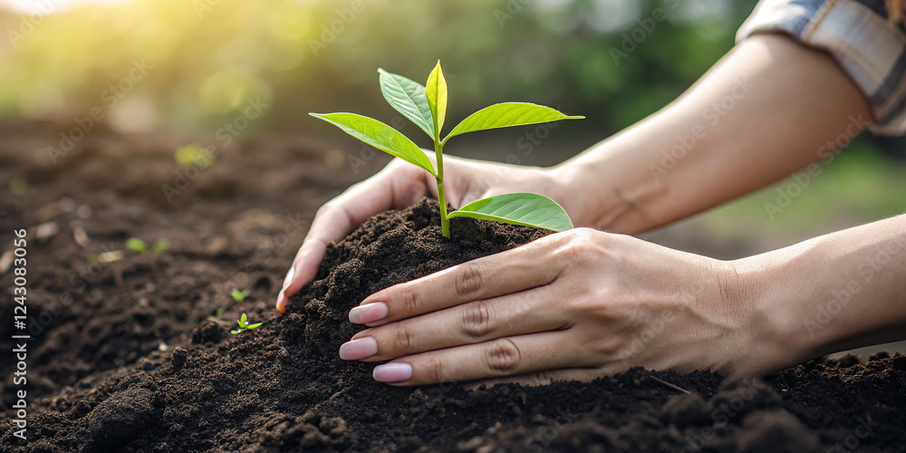 Fototapeta premium Young plant in hands