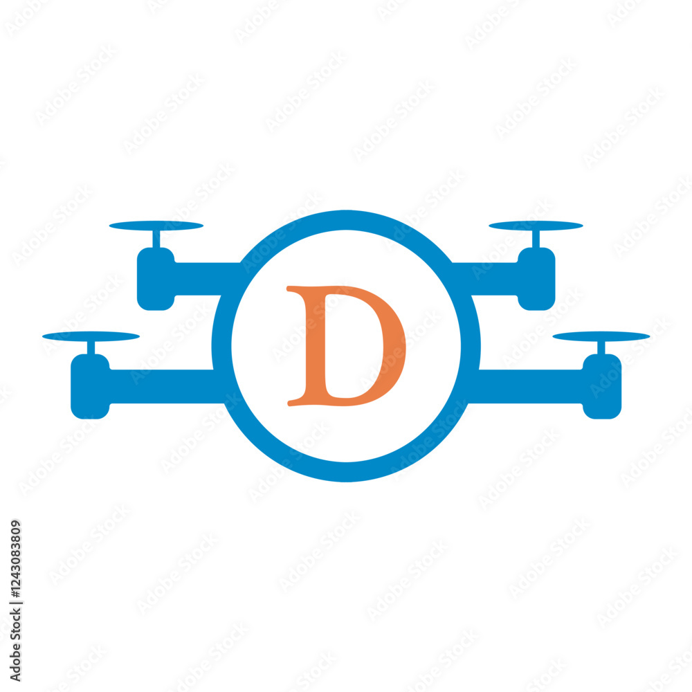 Drone Logo combine with letter D vector template Drone Logo combine with letter D vector template
