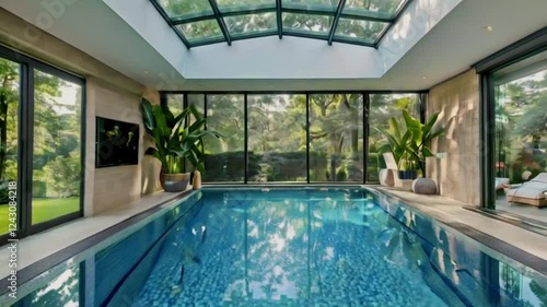 Wallpaper Mural Luxury Indoor Pool with Garden View Torontodigital.ca