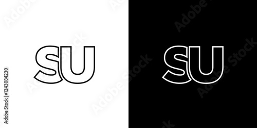 Letter S and U, SU logo design template. Minimal monogram initial based logotype.