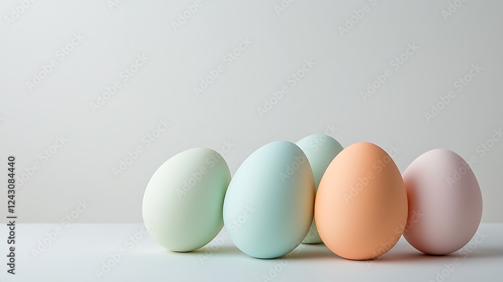 Easter day celebration colorful pastel eggs on display minimalist setting springtime vibe Easter day celebration colorful pastel eggs on display minimalist setting springtime vibe