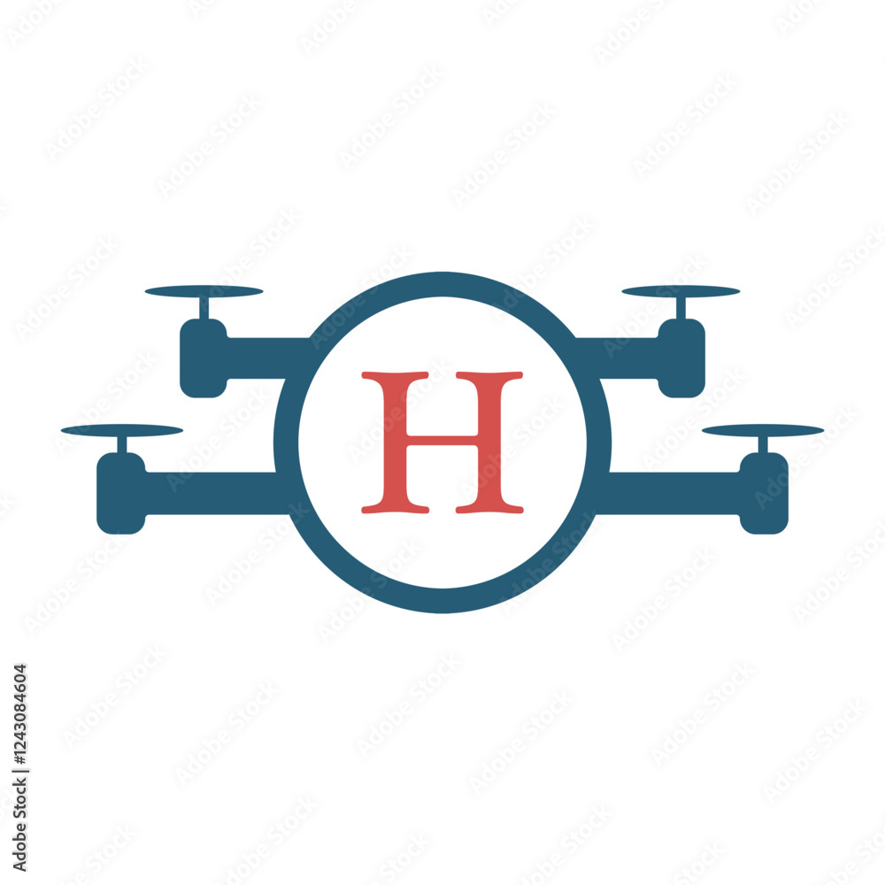 Drone Logo combine with letter H vector template
