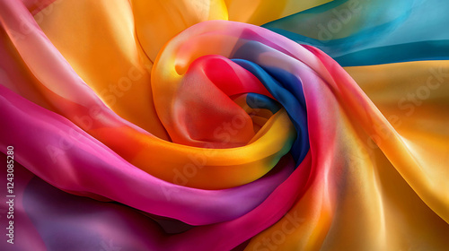 Wallpaper Mural Elegant silk headscarf in vibrant colors on a smooth surface Torontodigital.ca