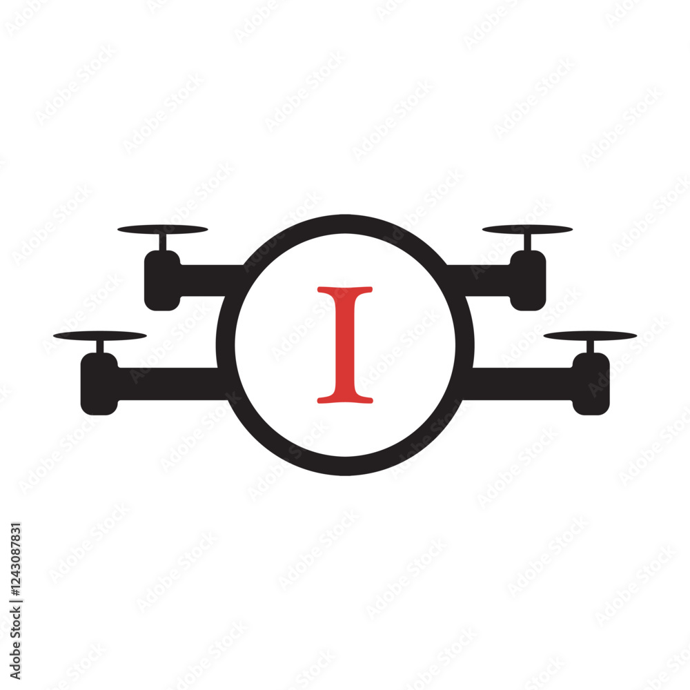 Drone Logo combine with letter I vector template Drone Logo combine with letter I vector template