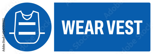 ISO mandatory safety signs uppercase text_wear vest_landscape size 1/2 a4,a3,a2,a1	 