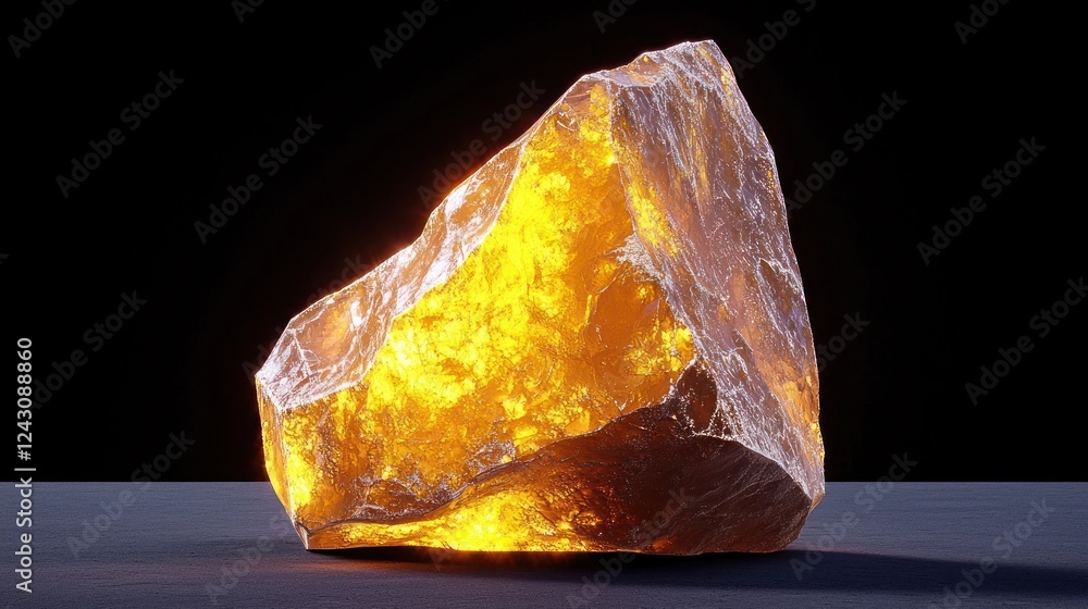 Glowing Gold Rock on Dark Background Glowing Gold Rock on Dark Background