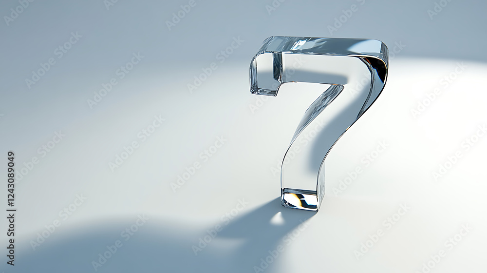 shiny number 7 formed from glass, casting soft shadows and reflections on a white surface. shiny number 7 formed from glass, casting soft shadows and reflections on a white surface.