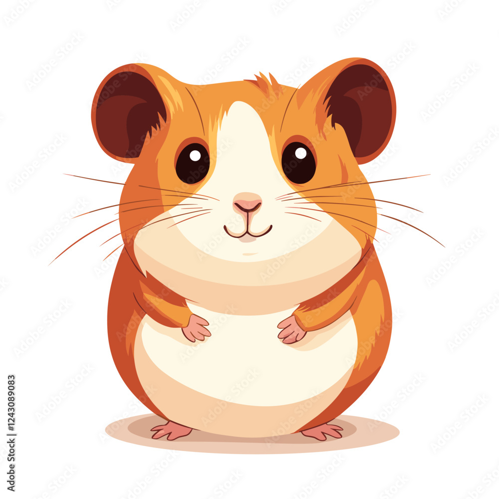 Cute sitting Hamster icon front view. Happy home rodent mouse animal. Hamster pet. Vector illustration isolated on a white background Cute sitting Hamster icon front view. Happy home rodent mouse animal. Hamster pet. Vector illustration isolated on a white background