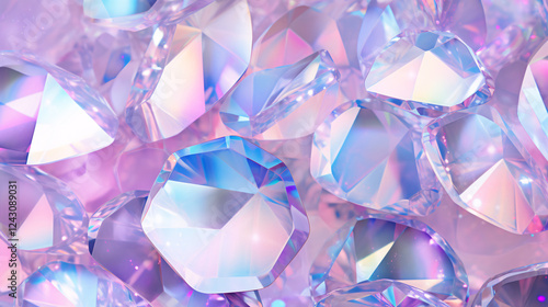 Holographic pearl background with sparkly faceted texture, perfect for futuristic technology display banners and presentations.

