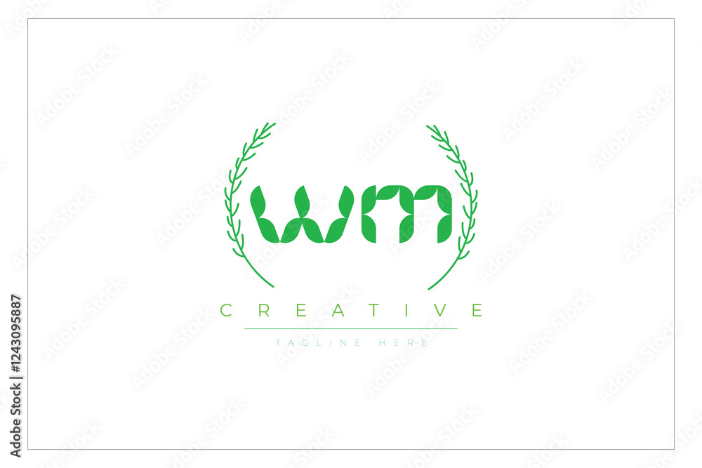 WM letters eco logo with leaf. Fresh nature and healthy leaf logo design. WM letters eco logo with leaf. Fresh nature and healthy leaf logo design.
