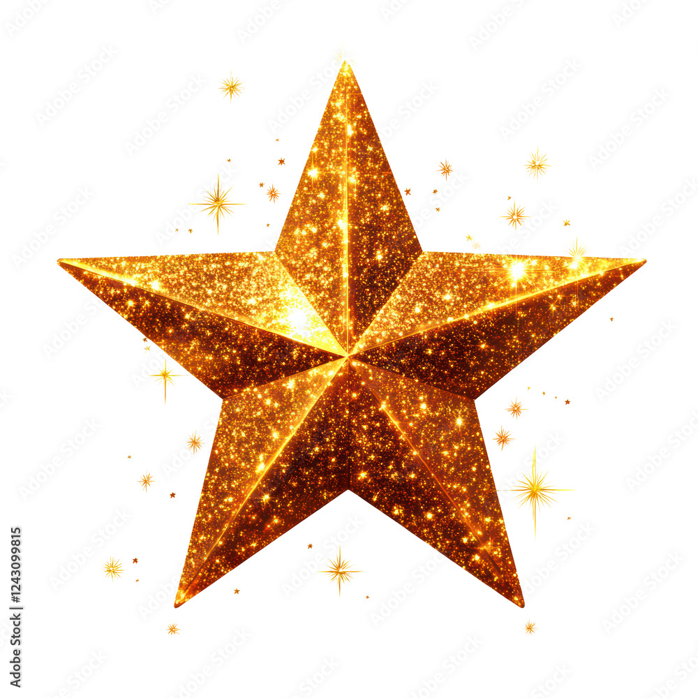 Obraz premium Golden star symbol isolated on transparent background