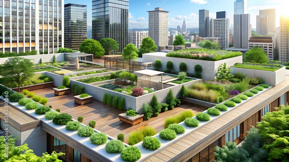 Fototapeta premium Urban Greenery Rooftop Garden