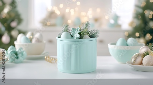 Wallpaper Mural Easter day celebration with pastel tone eggs in a cozy home environment Torontodigital.ca