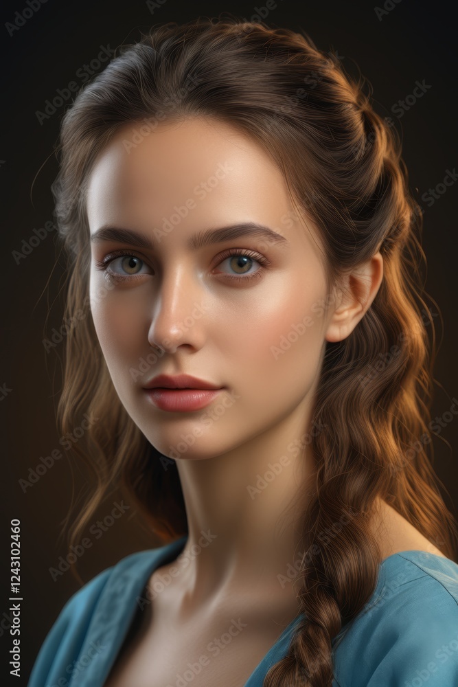 Fototapeta premium arafed woman with braided hair and blue shirt looking at camera