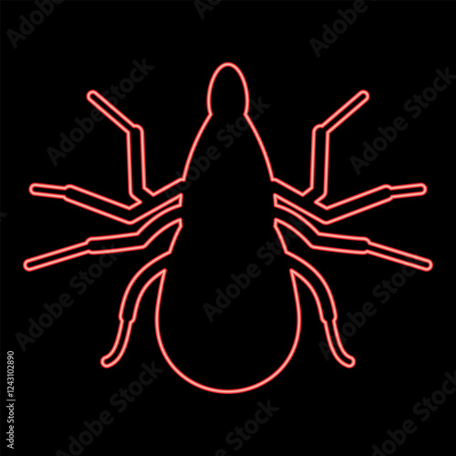 Neon tick mite red color vector illustration image flat style