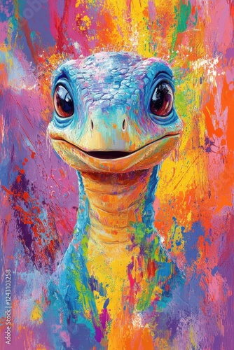 Colorful Turtle Portrait Painting photo